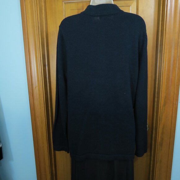 Nouveaux Women's Christmas Sweater Black Zip Ornaments Holiday Size Large - Picture 7 of 10